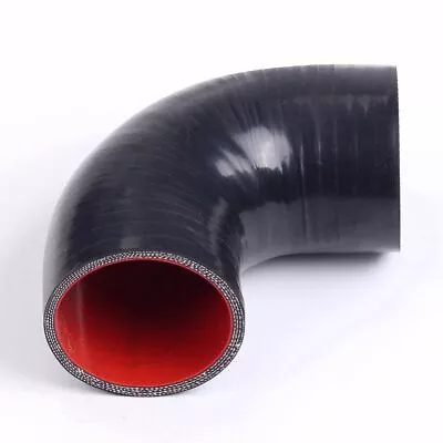 4  3 PLY 90 Degree Elbow Silicone Hose Coupler 102 Mm Intercooler Pipe Black-Red • $12.99
