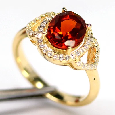 $99 • Buy 7 X 9 Mm. MADEIRA UN CITRIN & WHITE Cubic Zirconia RING 925 STERLING SILVER
