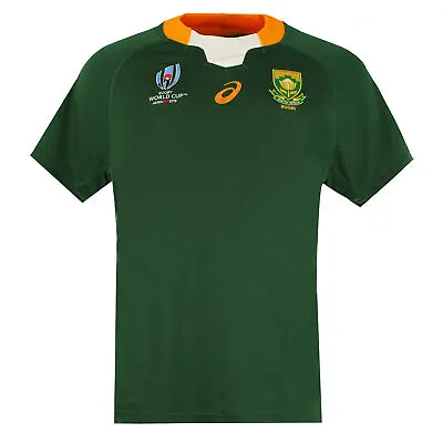 Asics South Africa Rugby Short Sleeve Top Replica Green Men T-Shirt 2111A167 300 • £33.59