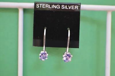 0.72ct Tanzanite Solitaire Earrings Leverback Sterling Silver VVS 5x4mm AAA • $49.94