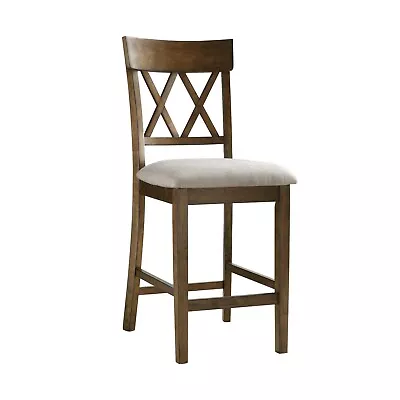 Counter Height Dining Chairs Set Of 6 Wooden Kitchen Light Oak Double Cross Back • $690