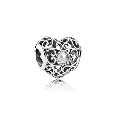 New 100% Authentic Pandora April Signature Heart Charm Rock Crystal 791784RC • £36.99