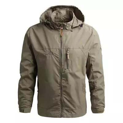 Men's Water Resistant Zip Up Hooded Windbreaker Hiking Tactical Jacket Coats • $23.99