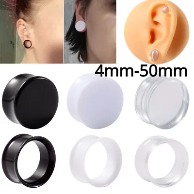 1 Pair Acrylic Double Flared Ear Plugs Tunnel Expanders Lobe Stretcher 4-50mm • £2.75