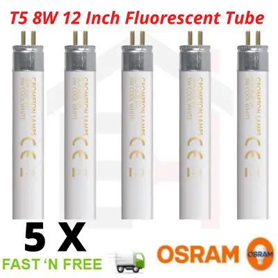 Crompton Tube Replacement 5X T5 8W 12  Fluorescent Cool White 840 Miniature • £8.79