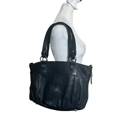 Ellington Black Soft Leather Tote Bag Purse 15x9x4  No Shoulder Strap • $40.19