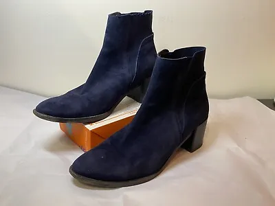 Kennel & Schmenger Navy Blue Suede Block Heel Slip On Ankle Boots Size 4 • £29.99