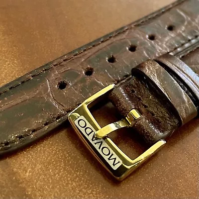 Genuine 18mm Textured Leather Strap W/ 16mm Watch Buckle For Movado Installed • $44.95