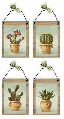 $14.99 • Buy 💗 Cactus Pictures Mint Green Background Potted Plants Wall Hangings Plaques