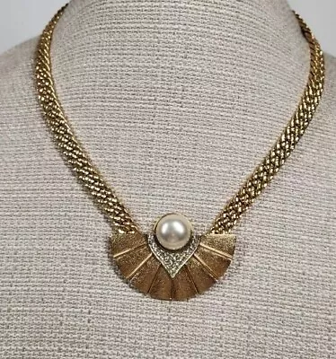 Rare Vintage Goldtone Park Lane Etruscan Style Runway Necklace • $2.99