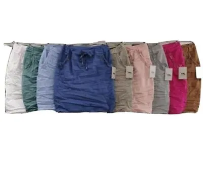 £16.99 • Buy Women Ladies Italian Plain Magic Skirts 2 Sequence Pockets Summer Mini Skirt