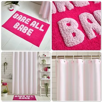 Sassy B Stripe Tease Shower Curtain Or Bare All Babe Bath Mat Pink • £14.99