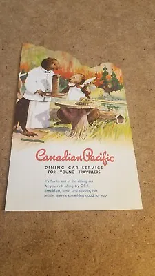 $14.95 • Buy Canadian Pacific 1950s Dining Car Service For Young Travellers Menus 