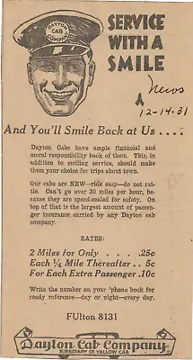 $17.95 • Buy Yellow Cab Company Taxicab Taxi Driver W/Hat Badge Graphic 1931 News Ad Dayton