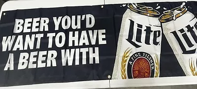 MILLER LITE Beer Flag It'S Miller Time 2X6ft Banner Man Cave • $25.99