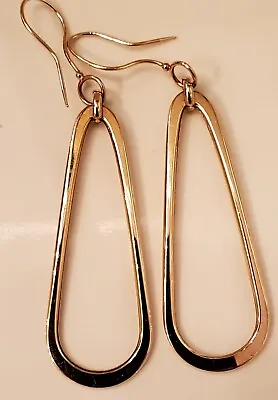 Milor 14k Gold Long Dangle Oval Earrings Italy • $325