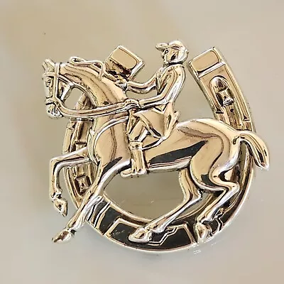 Best Silver Tone Horse Horseshoe Stallion Jockey Race Pendant Brooch Pin  • £20.90