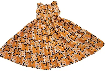 Retro Handmade 50's Style Dress Orange XXS Teen Bust 30  Full Skirt Swing  • £15