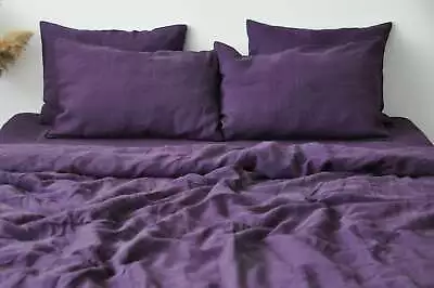 Deep Purple Linen Pillowcase / Purple Pillow Cover / King Queen Standard Euro • £71.65