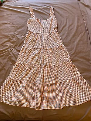 IDS – Ladies Size 12 White And Orange Gingham Tiered Maxi Dress BNWT. • $30