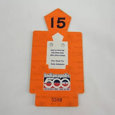 1987 Indianapolis 500 Pit Badge Back Up Card #15 Credential Damage See Photos • $19.99