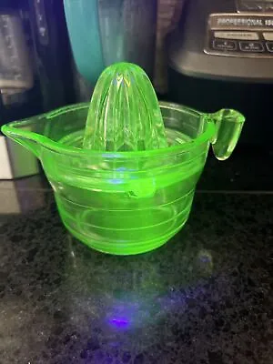 Green Uranium Depression Glass 2 Cup Measuring Cup Juicer Reamer VIntage • $43