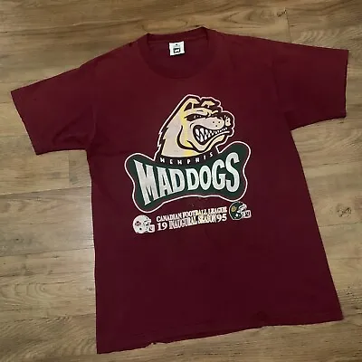 Vintage Lee 1995 Memphis MadDogs CFL Inaugural Season Tee “Red” (Size Large) • $48