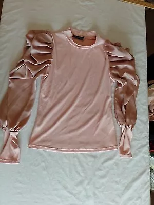 Ladies Long Sleeves Top Cameo Rose Size L Puffy Sleeves Pink 23636 • £14