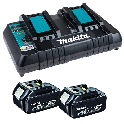 Makita BL1850 18V 2 X 5.0Ah Battery With DC18RD Dual Port Charger • £255