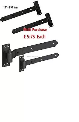 10  Cranked Hook And & Band Hinges Heavy Duty Stable Garage Shed Barn Door Black • £7.99