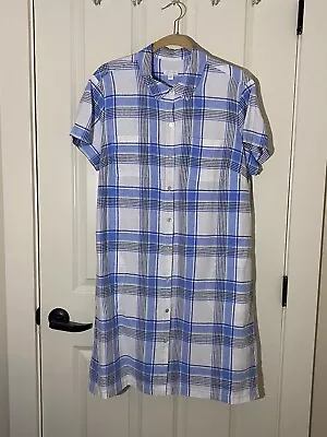 J Jill Dress Love Linen Button Front Collared Shirt Dress Size XL • $18