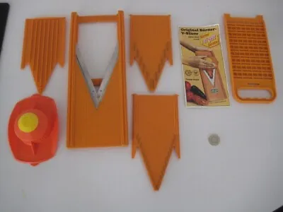 Vintage Original Orange German Borner V Food Vegetable Slicer Mandolin Complete • £39.99