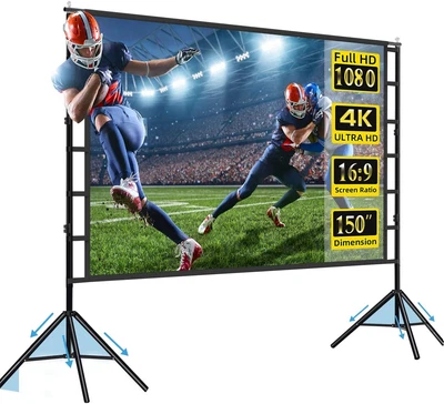 $153.26 • Buy Projector Screen W/ Stand 150 Inch 16:9 Portable For Home Theater Outdoor Indoor