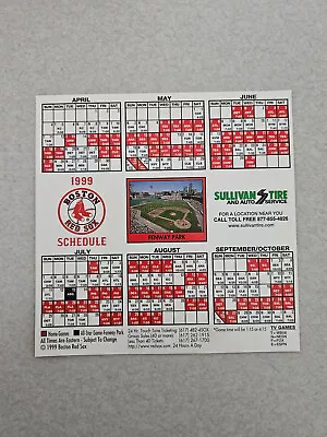 MS20 Boston Red Sox 1999 MLB Baseball Magnet Schedule - Sullivan Tire • $2
