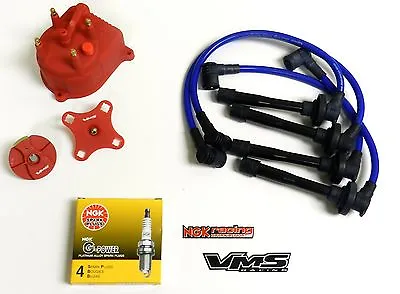 Distributor Cap Rotor Spark Plug Wire Kit For 96-00 Honda Civic D16 Ek Blue B • $129.88