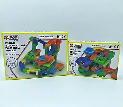 Marble Maze Colourful Marble Run Build & Play 152/98 Pcs Age 3+ Construction Toy • £8.99