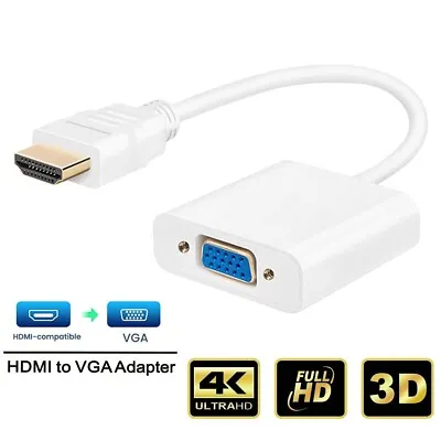 HDMI Male To VGA Female Video Cable Converter Adapter For PC Monitor 4K 1080P PS • $4.97