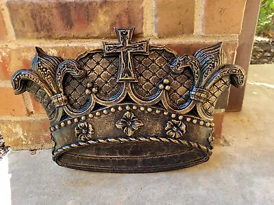 Crown Wall Plaque Fleur De Lis Medieval Royal King Queen Old World Decor • $99.95