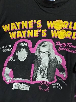 Vtg 90s 1991 Waynes World T Shirt NBC SNL Promo XL Broadway Video Made In USA • $149.94