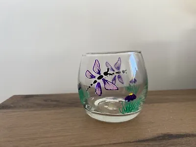 Hand Painted Art Deco Style Dragonfly Glass Candle Holder Tealight Holder  • £8.50