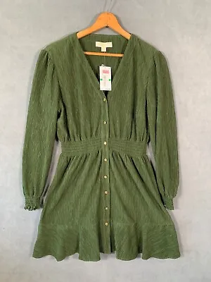 Michael Michael Kors Day Dress Adult Size Large Green Button Up Womens NWT • $39.99