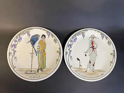 Villeroy & Boch Design 1900 Demi Deuil Art Deco Women #2 & 5 Salad Plates 8” • $46.75