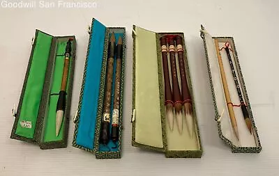 Vintage Lot Of 8 Chinese Calligraphy Brushes Pens Art Painting With Boxes • $29.99