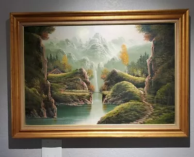 Vintage Landscape Oil Painting On Canvas 24 X36 In Good Condition  • $190