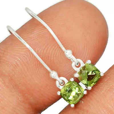 Faceted Natural Moldavite 925 Sterling Silver Earrings CE12927 • $30.99