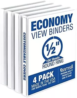 Economy 0.5 Inch 3 Ring Binder Made In The USA Round Ring Binder Customizable • $24.99