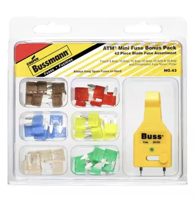 Bussmann Buss 30 Amp ATM 42pc Mini Blade Automotive Fuse Pack + Tester Puller 43 • $26.90