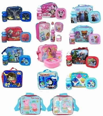 Boys Girls Kid Character Disney Insulated 3 Piece Lunch Bag Set Box School Food  • £8.01