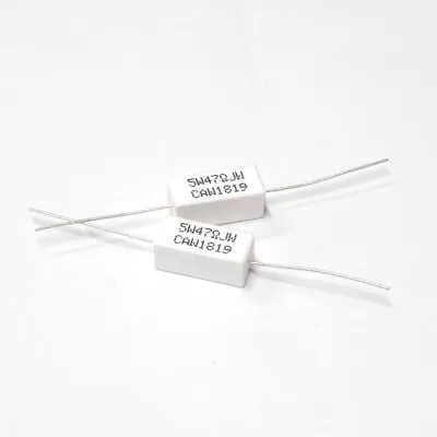 2pcs 47 Ohm 5 Watt ±5% Axial Ceramic Wirewound Resistor - Cement Power 47Ω 5W • $1.20