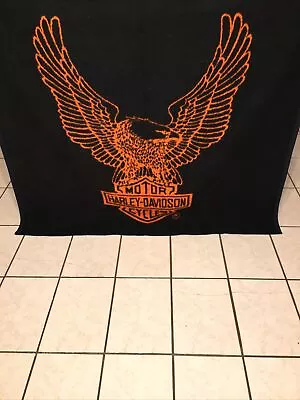 $45 • Buy Vintage Harley Davidson Fleece Throw Blanket Biederlack Made In USA 56”X 46”